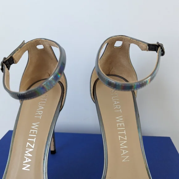 Stuart Weitzman Metallic Gunmetal NUDISTCURVE Sandal Size 10 - Picture 9 of 9